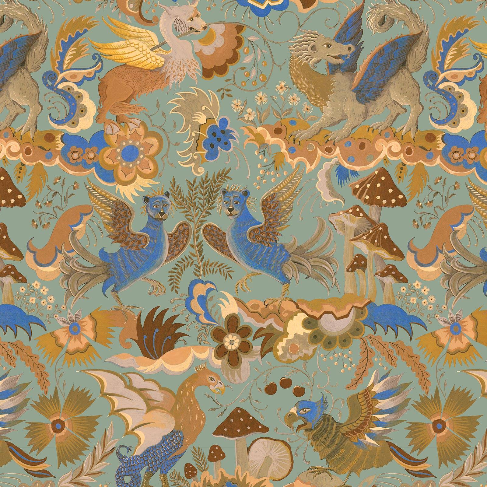 a wallpaper with birds and flowers