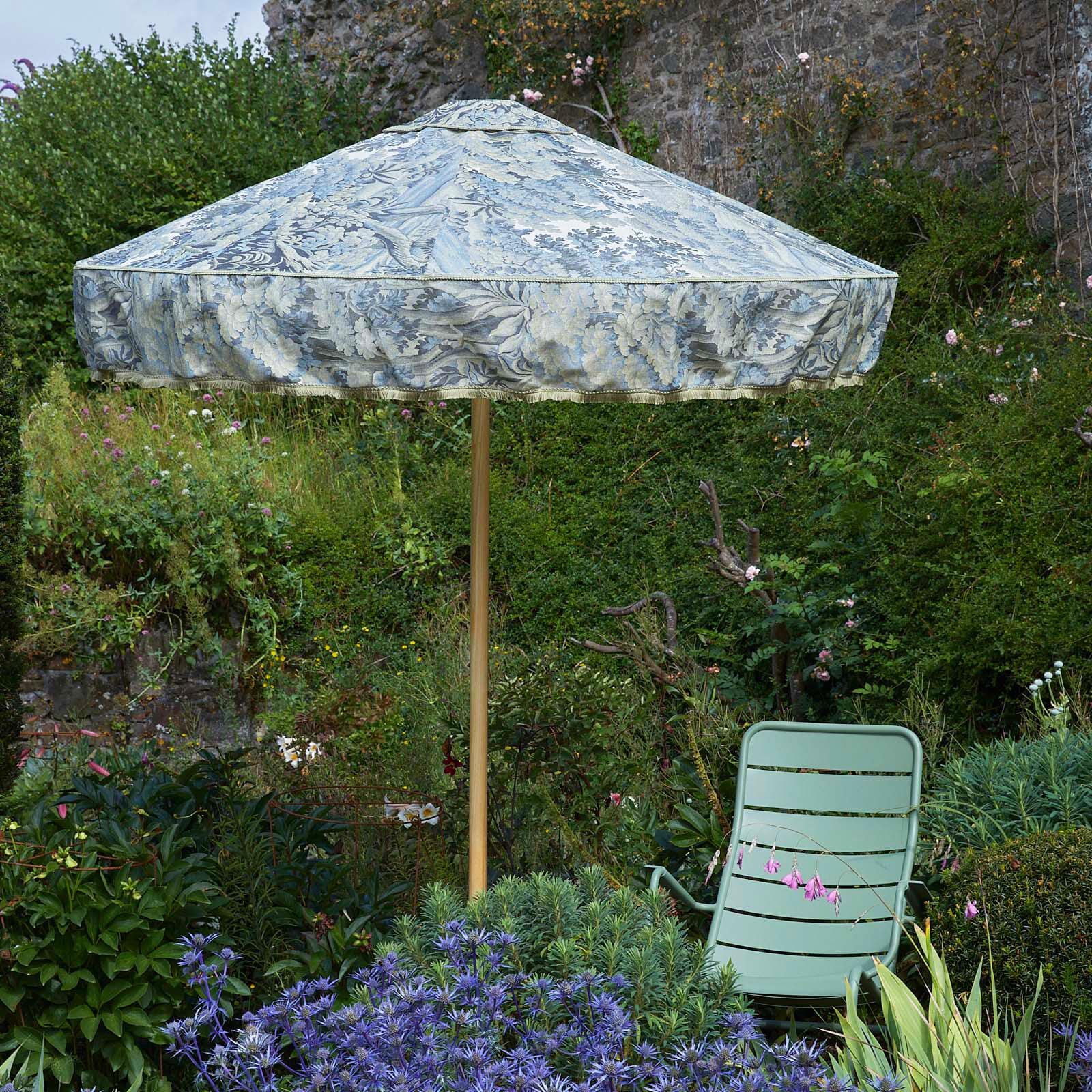 green floral patio umbrella House of Hackney Green Foliage PLANTASIA