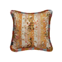 RAINBOW ROSE Medium Fringed Cotton Linen Cushion - Dusk Stripe
