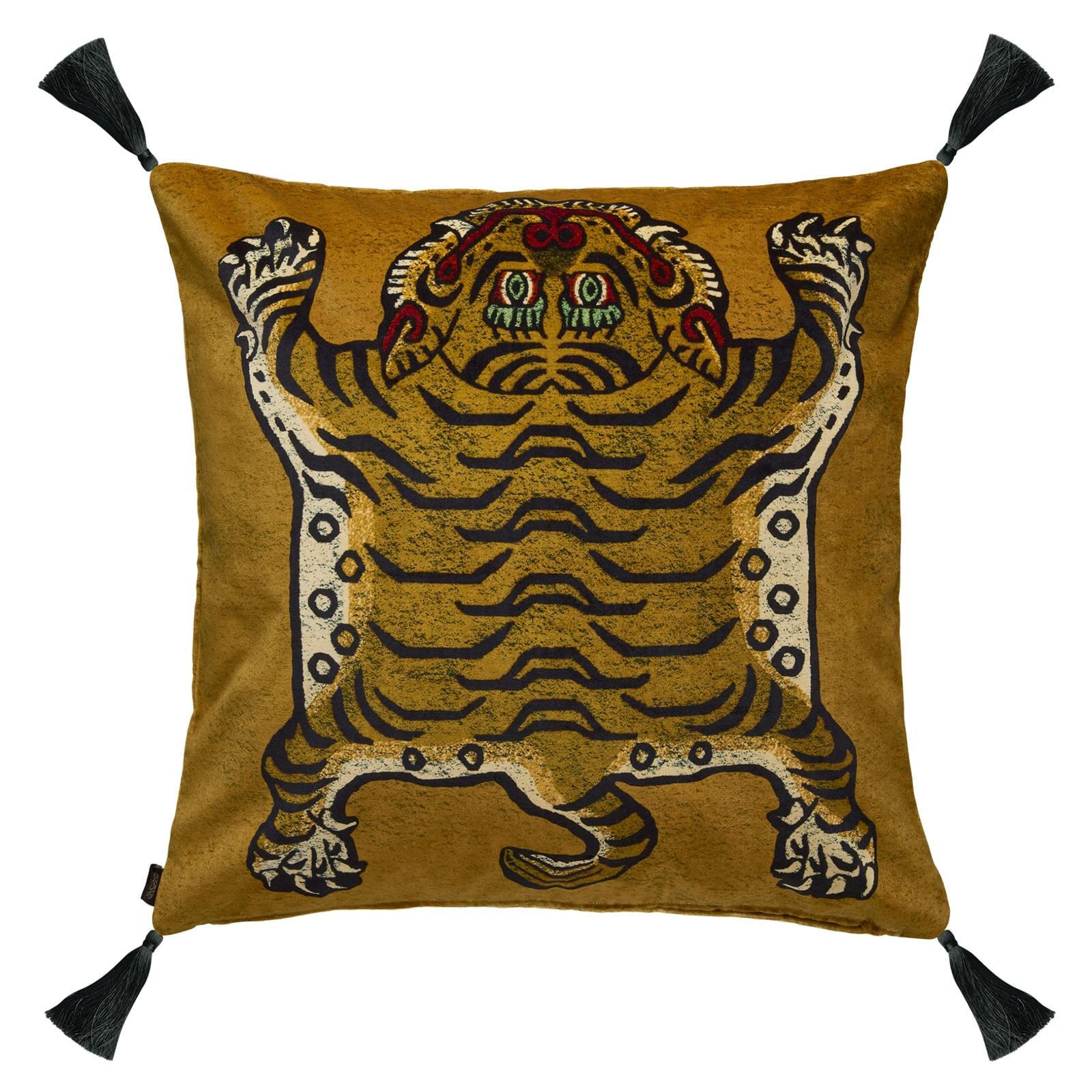 SABER Large Tassel Velvet Cushion - Gold | House of Hackney