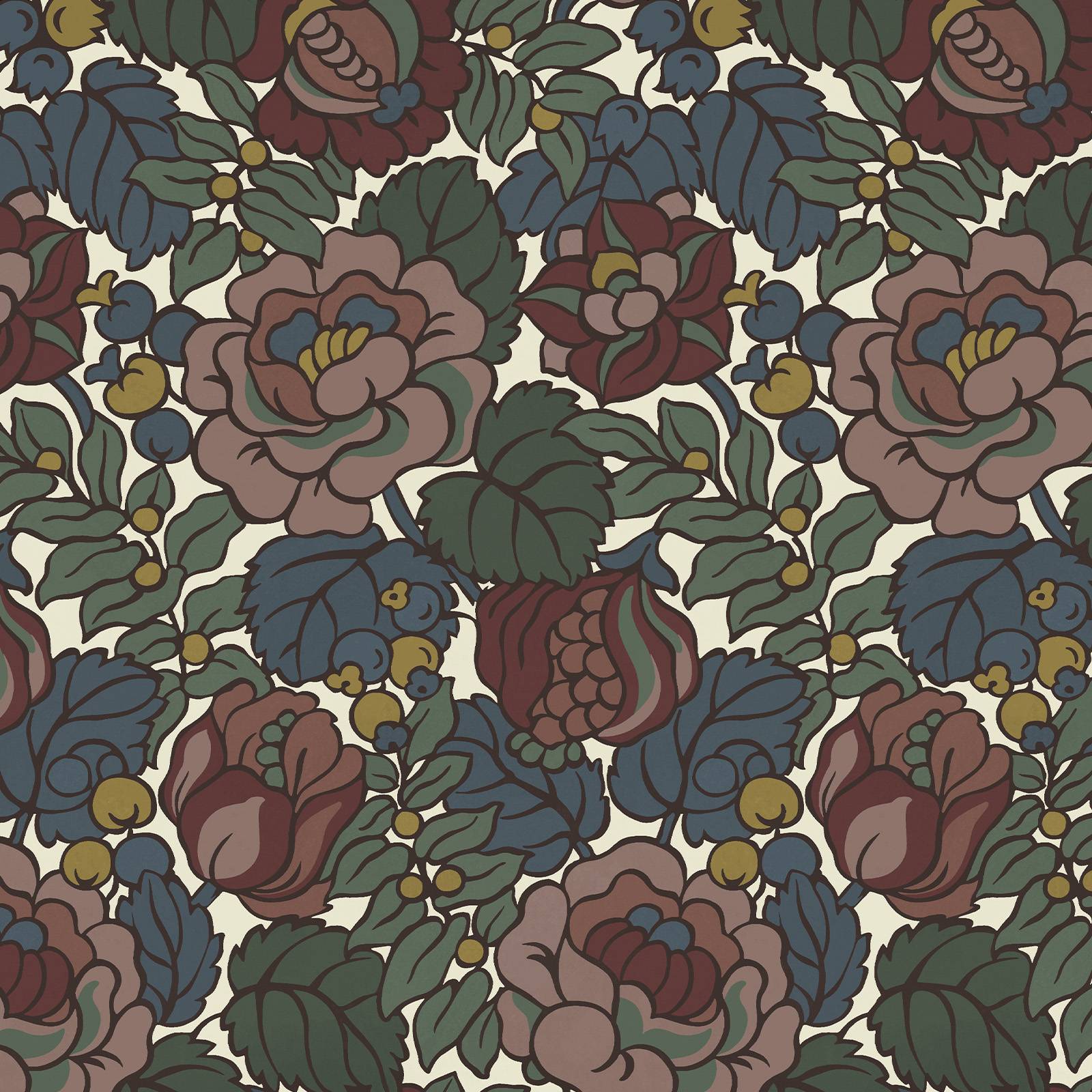 a pattern of flowers and leaves