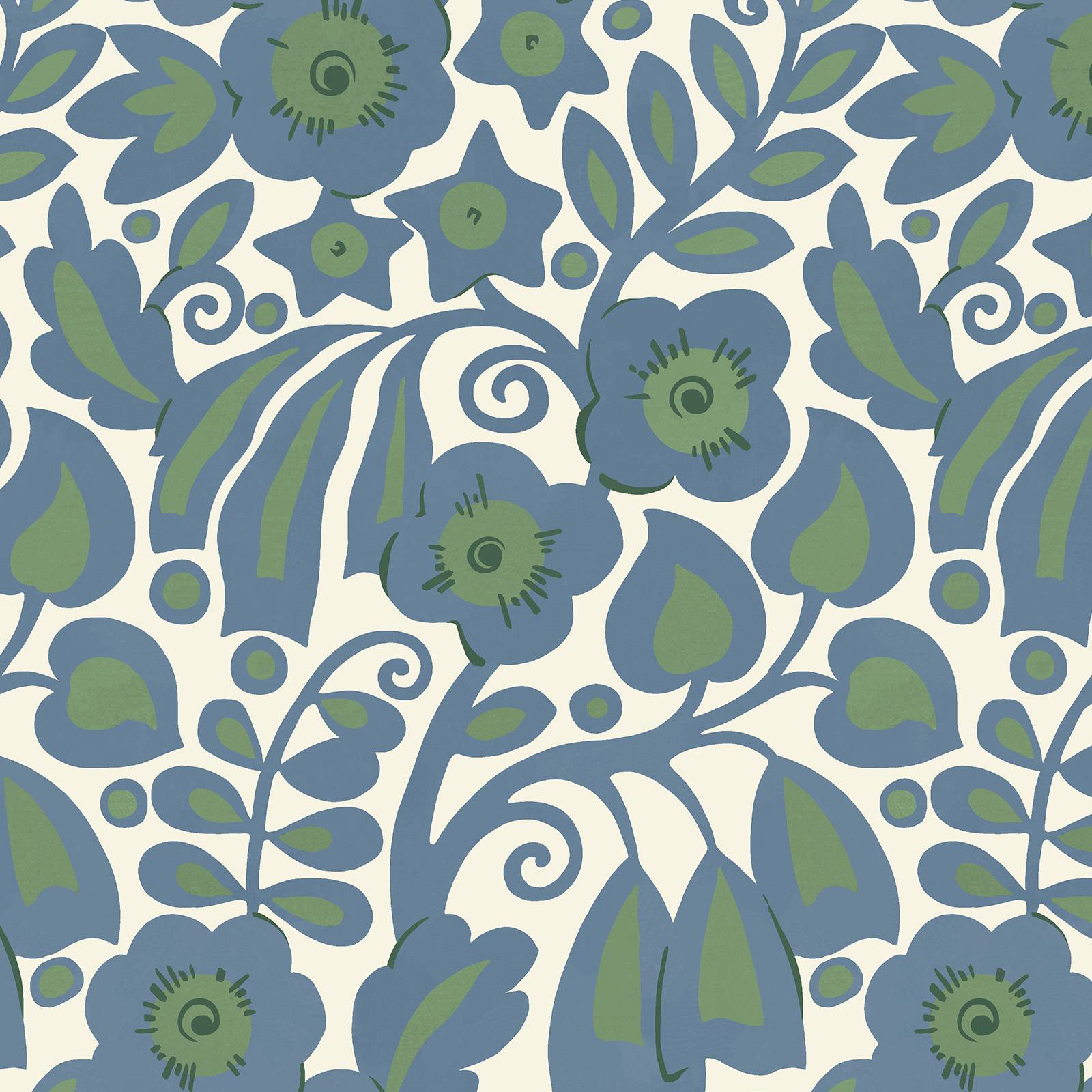 a blue and green floral pattern