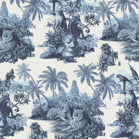 SUMATRA Wallpaper - Off White & Azure Sample