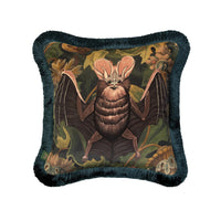 VESPERTINE Medium Fringed Velvet Cushion - Verde