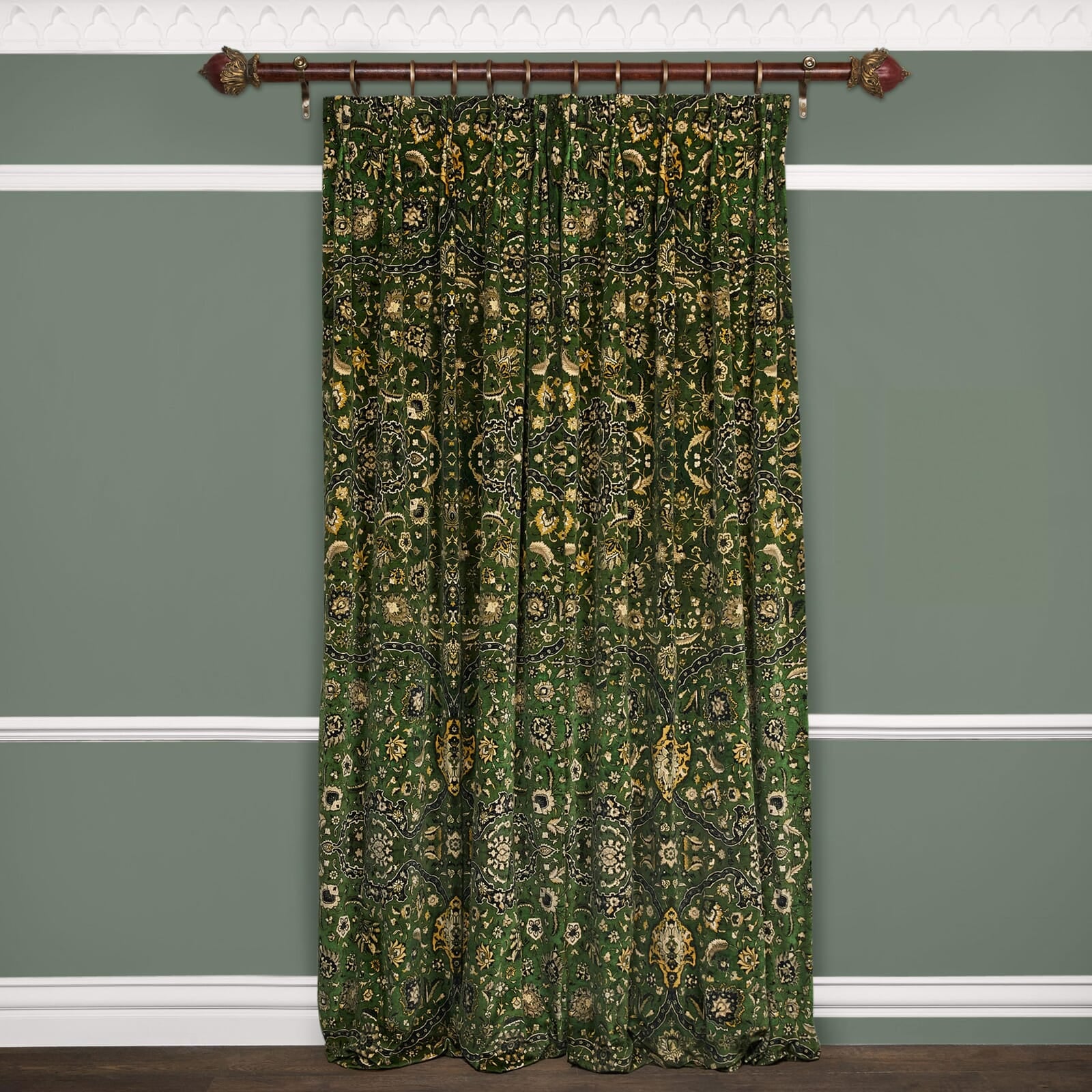 ZANJAN Velvet Curtain - Juniper Green | House of Hackney – House